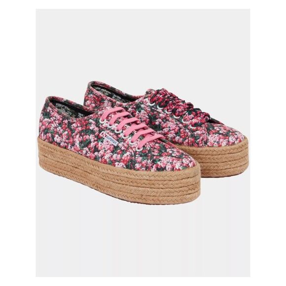 SUPERGA Womens Pink Flatform Edition Mary Katrantzou Almond Espadrille Shoes 9.5